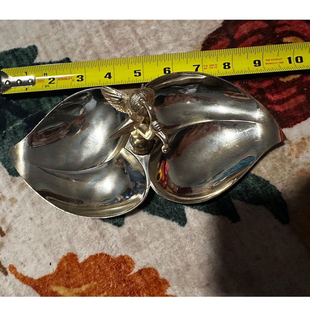 Vintage Holiday Imports Silverplate Cherub Double Leaf Candy Nut Dish San Fran